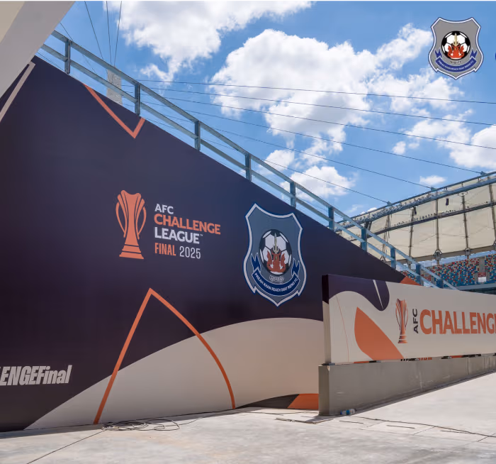 Logo of the AFC Challenge League 2025 next to the Svay Rieng FC logo