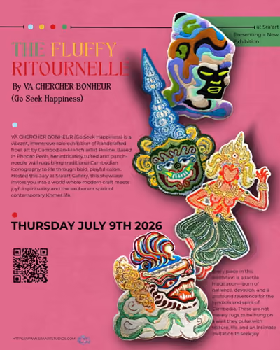 Exhibiton of handcrafted fiber artworks by Cambodian-French artist Rosine