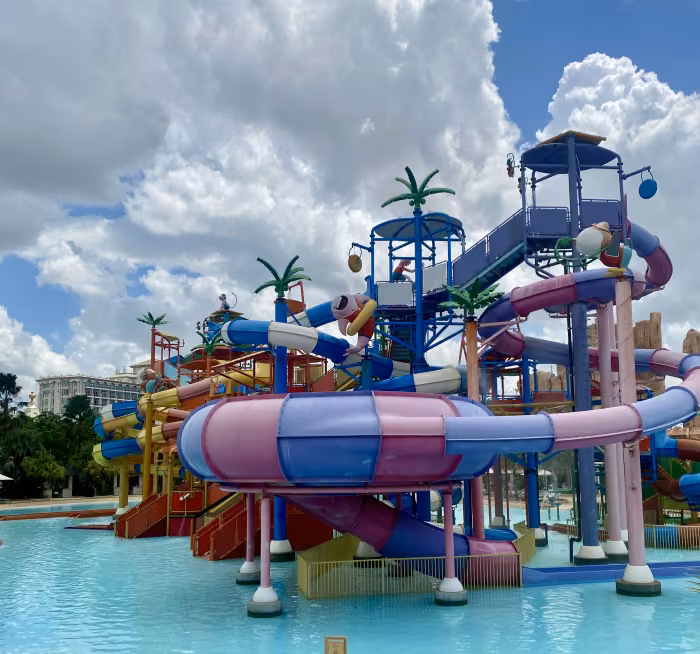 Water slides at Garden City Water Park in Phnom Penh